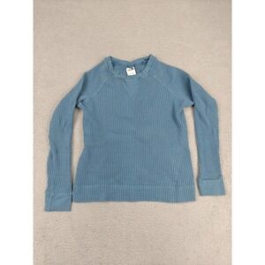 The North Face Shirt Womens Small Blue Waffle Knit Thermal Long Sleeve Crew Neck